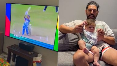 Yuvraj Singh Relives His Six Sixes Against Stuart Broad At 2007 T20 World Cup With Son Orion on 15th Anniversary (Watch Video)