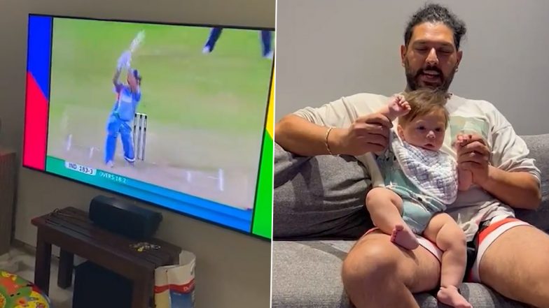 Yuvraj Singh Relives His Six Sixes Against Stuart Broad At 2007 T20 World Cup With Son Orion on 15th Anniversary (Watch Video)