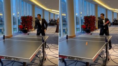 Roger Federer Plays Table Tennis in a Tuxedo Ahead of Laver Cup 2022 Gala Event (Watch Video)