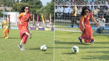 TMC MP Mahua Moitra Plays Football Wearing Saree, Shares Pictures of 'Fun Moments' From Krishnanagar MP Cup Tournament 2022