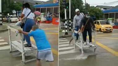 Anand Mahindra Shares Video of Man Using Make-Shift Trolley To Help Pedestrians Cross Flooded Road, Says ‘Entrepreneurship & Enterprise. It’s Everywhere’