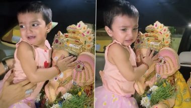 Little Girl Cries Hugging Ganpati Bappa Idol, Unwilling to Let It Go For Ganesh Visarjan, Video Goes Viral