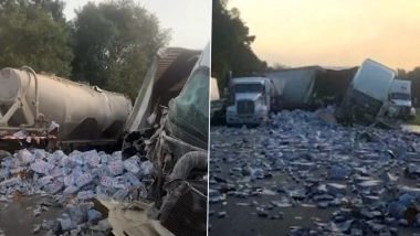 US: Florida Highway Shut After Truck Spills Beer Cases on Road (Watch Video)