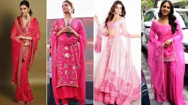 Navratri 2022 Day 9 Colour Pink: Sara Ali Khan, Kriti Sanon's Outfits to Wear on the Last Day of the Festival