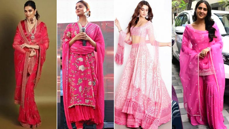 Navratri 2022 Day 9 Colour Pink: Sara Ali Khan, Kriti Sanon's Outfits to Wear on the Last Day of the Festival