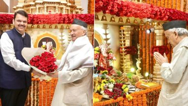 Ganesh Chaturthi 2022: Maharashtra Governor Bhagat Singh Koshyari Visits Deputy CM Devendra Fadnavis’ Residence ‘Sagar’, Worships Lord Ganesha