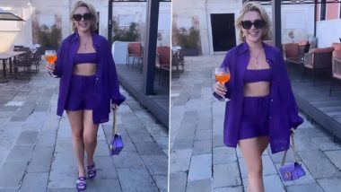 Florence Pugh’s Strut Walk in This All Purple Outfit Will Leave You Dumbfounded (Watch Video)