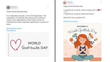 World Gratitude Day 2022 Messages: Netizens Share Images & Thankful Quotes To Express Appreciation on Twitter