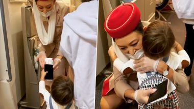 Emirates Air Hostess Welcomes Her Cute Toddler Son Onboard; Viral Video Will Make Your Heart Burst With Love