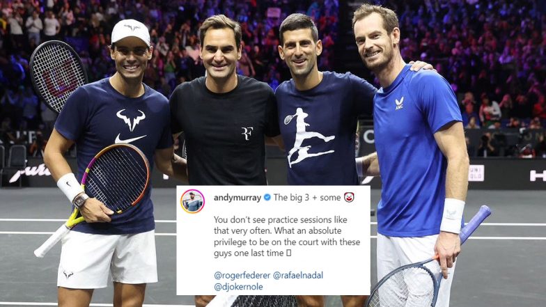 Andy Murray Poses With 'The Big 3' Roger Federer, Rafael Nadal and Novak Djokovic 'One Last Time,' Shares Memorable Photo on Instagram