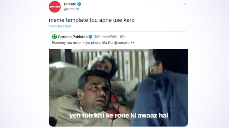 'Use Your Own Meme Template,' Zomato Trolls Careem Pakistan Who Tried Taking Dig at Team India's Asia Cup