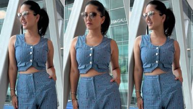Sunny Leone Keeps It Comfy in Blue Co-Ord Set; View Pic of the Actress Giving Major Fashion Goals for a Casual Outing