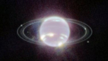 Finest Infrared View of Neptune's Rings Captured by NASA's James Webb Space Telescope! Viral Pic Showing Ice Giant's Ethereal Dust Bands and Moons Will Leave You Spellbound