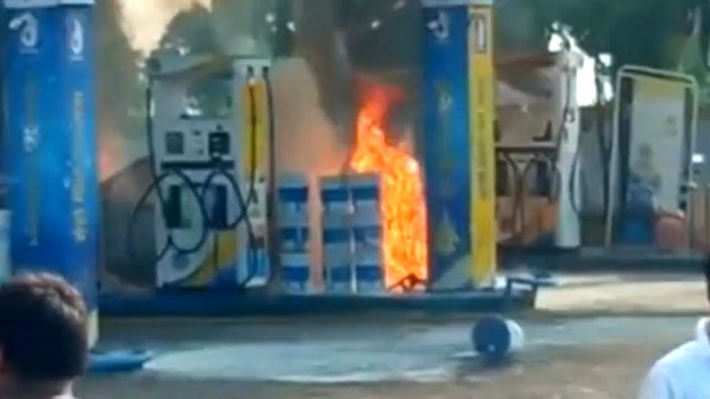 Video: Narrow Escape for Driver as Car Catches Fire at Petrol Pump in UP’s Bari Chowki