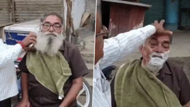 Chhattisgarh: Man Shaves Beard After 21 Years Following Announcement of Manendragarh-Chirmiri-Bharatpur as New District (Watch Video)