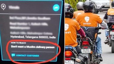 Hyderabad Customer Demands Swiggy Not To Deliver His Order Through a Muslim; Netizens Demand Company To Blacklist the Customer