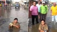 Jharkhand Congress MLA Deepika Pandey Singh Sits in Pool of Muddy Water, Protests Against &lsquo;Poor&rsquo; Condition of National Highway in Godda (Watch Video)