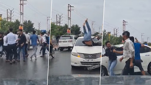 DISTURBING Video: Speeding Car Plows Through Youths Fighting in Ghaziabad, Brawl Continues Despite Hit; Case Registered