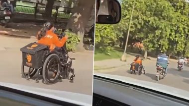 Watch: Specially-Abled Swiggy Delivery Executive Rides Wheelchair Scooter; Netizens Salute Woman's Doughty Spirit in Viral Video