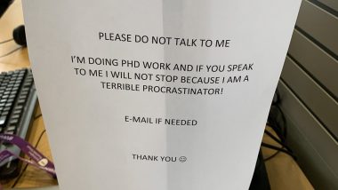 PhD Student Shares 'Terrible Procrastinator' Note; Requests People To Not Initiate Any Conversation in Viral Tweet That Netizens Find Relatable