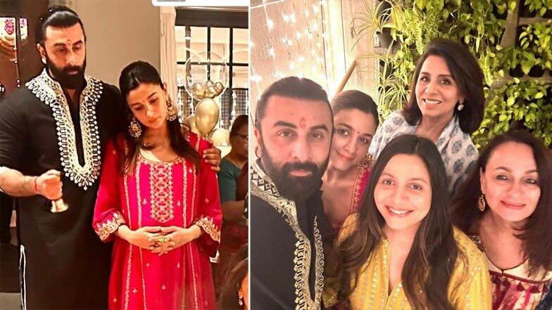 Alia Bhatt-Ranbir Kapoor Join Neetu Kapoor and Soni Razdan for Lakshmi Puja During Diwali (View Viral Pic)