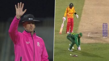 Zimbabwe Awarded 5 Penalty Runs As Throw From Fielder Falls on Quinton de Kock’s Gloves Lying on the Ground During T20 WC 2022 Match vs SA (Watch Video)