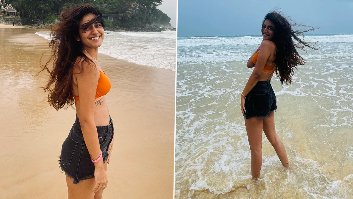 Wink Queen Priya Prakash Varrier Shares Her Stunning Beach Look as She  Sizzles in Bra Top and Shorts (View Pics) | ðŸ‘— LatestLY