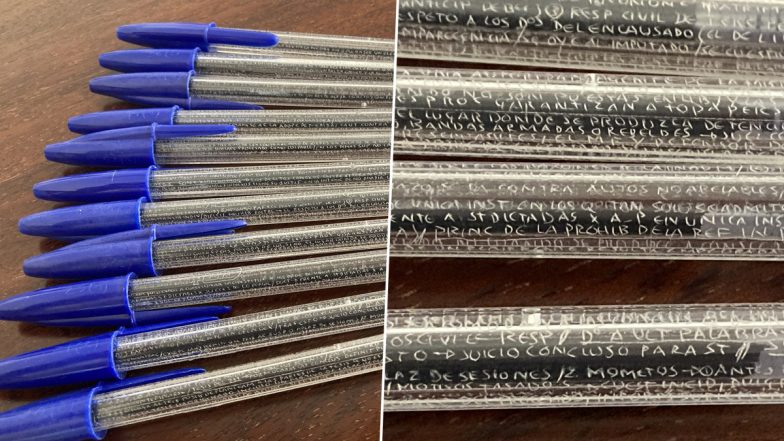 Artistic Cheating! Spanish Law Student Carves Notes Around Entire Diameter Of 11 Pens for Cheating in Exam; Internet Gets Knocked Out By Viral Pics