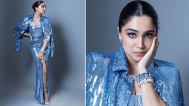 Sharvari Wagh Spells Elegance in a Glittery Bodycon Dress With Thigh-High Slit (View Pics)