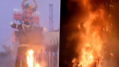 Ravan Dahan Video: Ravan's Effigy Burned at Parade Ground in Dehradun on Dussehra 2022