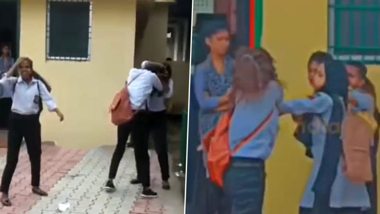 Video: Two Girls in Uniform Seen Pulling Hair, Fighting Over Boy in Jharkhand’s Hazaribag