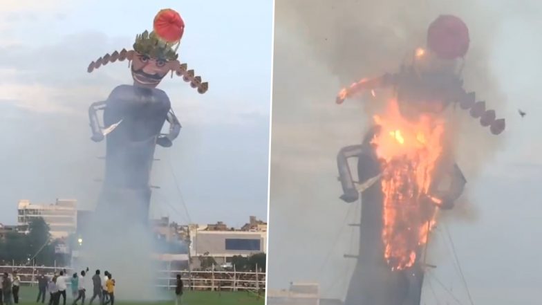 Ravan Dahan Video: Ravan's Effigy Burned at Gandhi Maidan in Patna on Dussehra 2022