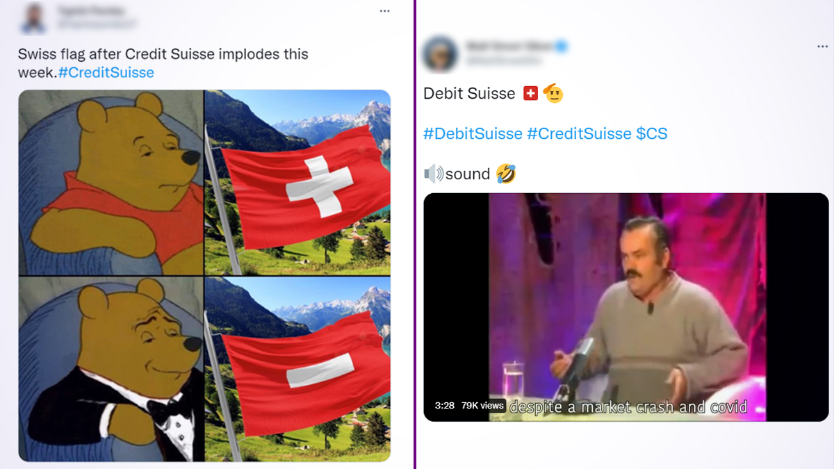 CreditSuisse Trends After Swiss Banking Giant Shares Fall, Netizens Share  Funny Memes and Hilarious Jokes on Recession As Global Economy Braces for  Worst Impact | 👍 LatestLY