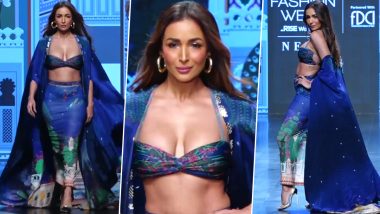Lakme Fashion Week 2022: Malaika Arora Looks Smoking Hot as She Walks the Ramp in a Stunning Blue Outfit! (Watch Video)