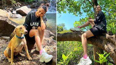 Shehnaaz Gill Posing by the Scenic Waterfall Proves She Is a True Nature Lover! (View Pics)