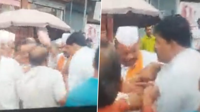 Video: Ruckus in ‘Mashal Yatra’ in Junnar, Shiv Sena District Convenor and Ex-Sarpanch Engage in Ugly Fight