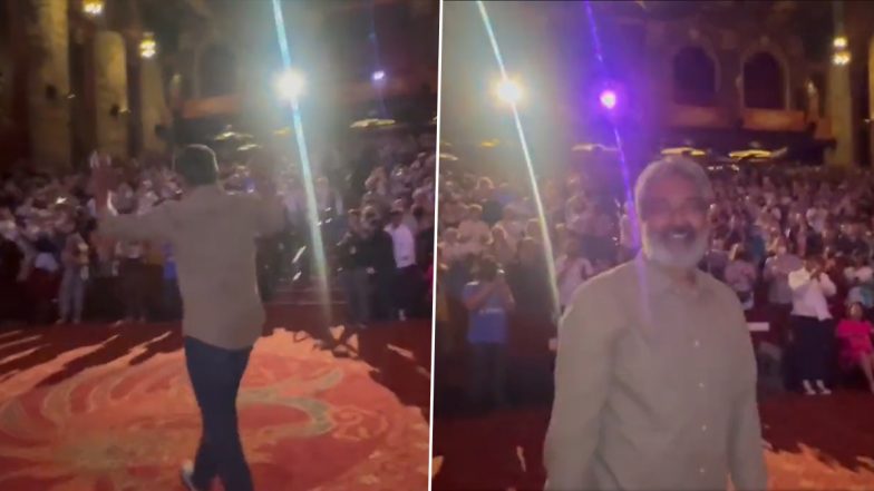 RRR Director SS Rajamouli Gets a Standing Ovation For Ram Charan, Jr NTR Starrer in the US, Shares Video of Audience Cheering! – WATCH