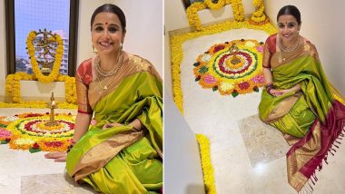 Diwali 2022: Vidya Balan Gives Major Festive Goals in Green Kanjeevaram Saree As She Gears Up for the Festivities in Classic Ethnic Look; View Pics