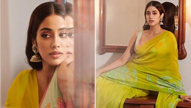 Janhvi Kapoor Redefines Beauty in Georgette Green Saree Styled With Embroidered Blouse; View Pics of Mili Actress