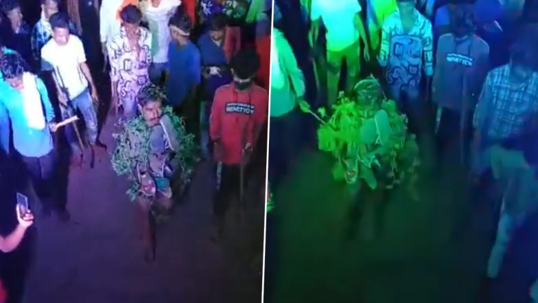 Video: Man Stripped, Garlanded With Shoes And Paraded Half-Naked on Street by In-Laws in MP’s Narmadapuram For Stopping Wife From Attending College