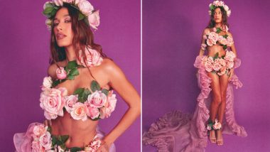 Hailey Bieber Looks Like a Flower Princess in Her Halloween Costume Inspired by YSL’s 1999 Haute Couture (View Pics and Video)