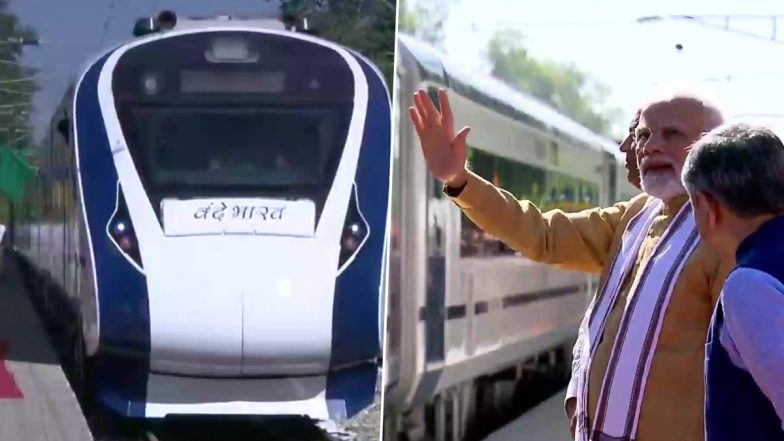 PM Narendra Modi Flags Off Vande Bharat Express Train Between Una and Delhi in Himachal Pradesh, Watch Video