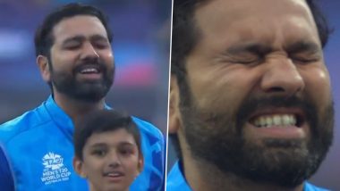 Rohit Sharma Gets Emotional While Singing National Anthem During IND vs PAK T20 World Cup 2022 Encounter (Watch Video)