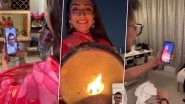 Dhanashree Verma Celebrates &lsquo;Karwa Chauth&rsquo; With Yuzvendra Chahal in Heartwarming Video Call (Watch Video)