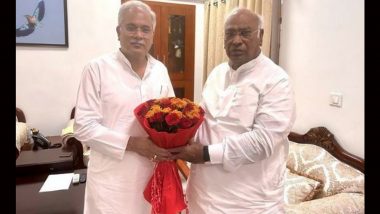 Chhattisgarh CM Bhupesh Baghel Meets Congress President-Elect Mallikarjun Kharge at Latter’s Residence, Extends Wishes