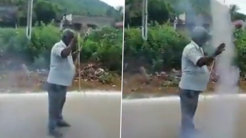 WATCH: Video of Man Lighting Diwali Rockets With Cigarette in Mouth Goes Viral Again; Old Clip Resurfaces To Shock the Netizens Online