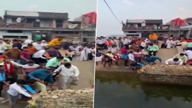 Video: Part of Canal Culvert Collapses in Uttar Pradesh’s Chandauli During Chhath Puja Celebrations, No Injury Reported