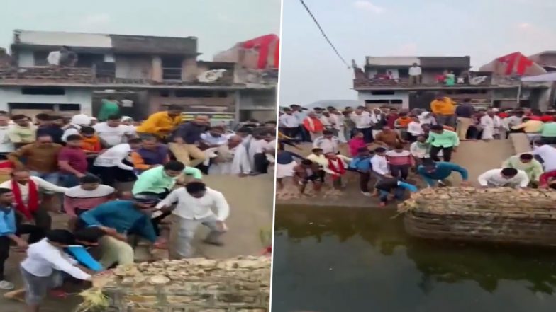 Video: Part of Canal Culvert Collapses in Uttar Pradesh’s Chandauli During Chhath Puja Celebrations, No Injury Reported