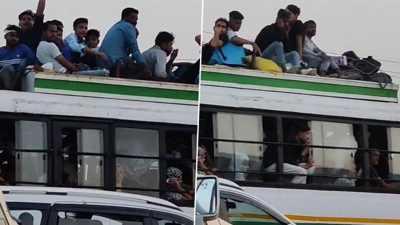 Video: Despite Recent Accident, People Continue to Travel by Sitting on Rooftop of Bus in UP’s Hapur