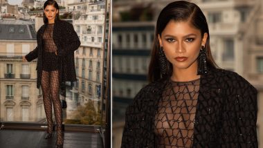 Zendaya Looks Breathtaking in a See-Through Black Sequence Outfit for Valentino (View Pics)